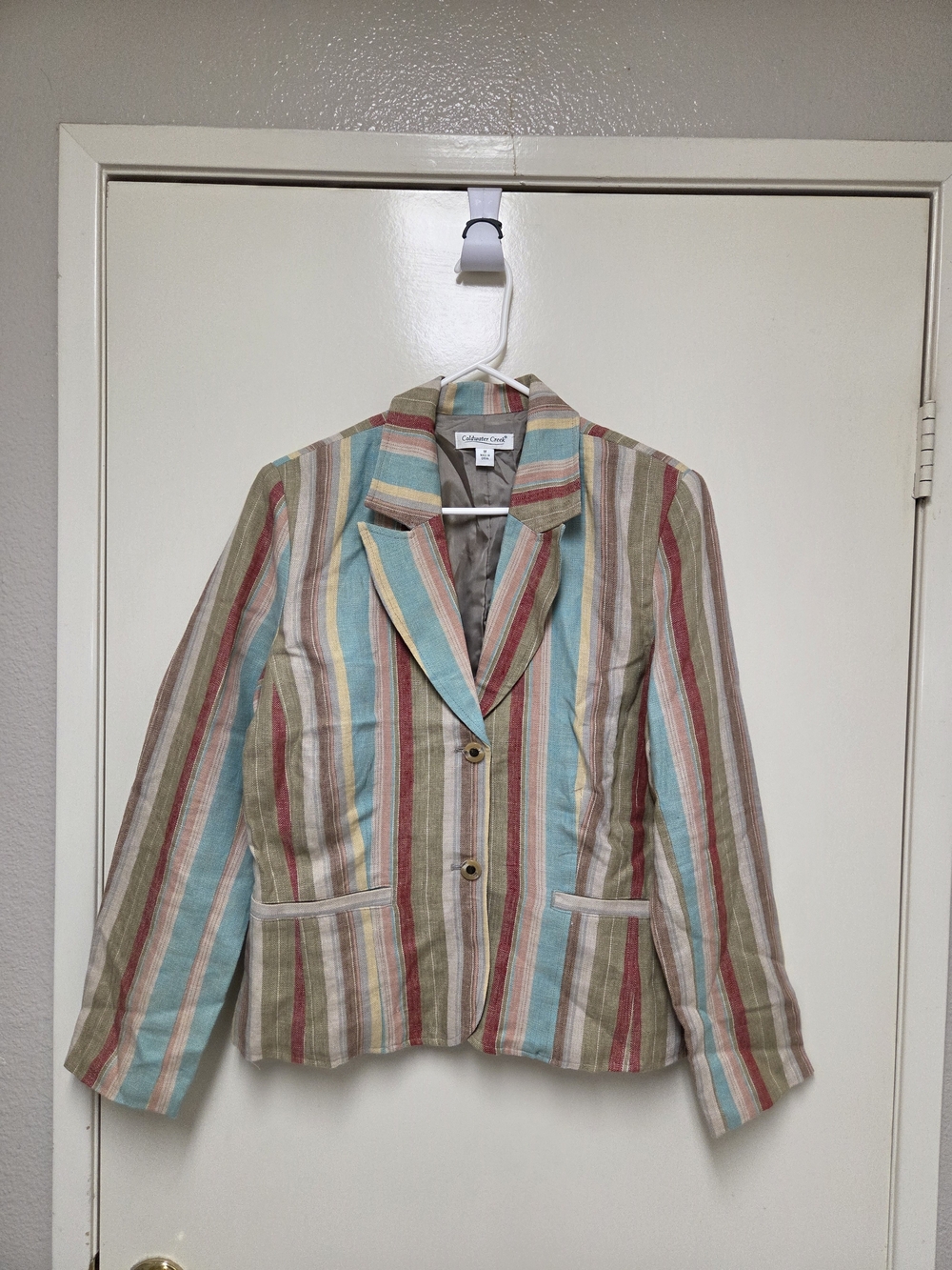 Vintage 90s Coldwater Creek multi-color vertical striped Jacket Size Medium